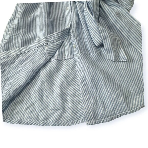 SAINT JAMES Christina Linen Striped Shirt Dress, Blue/white, Size 8 US/40 FR(EU) - Picture 9 of 16